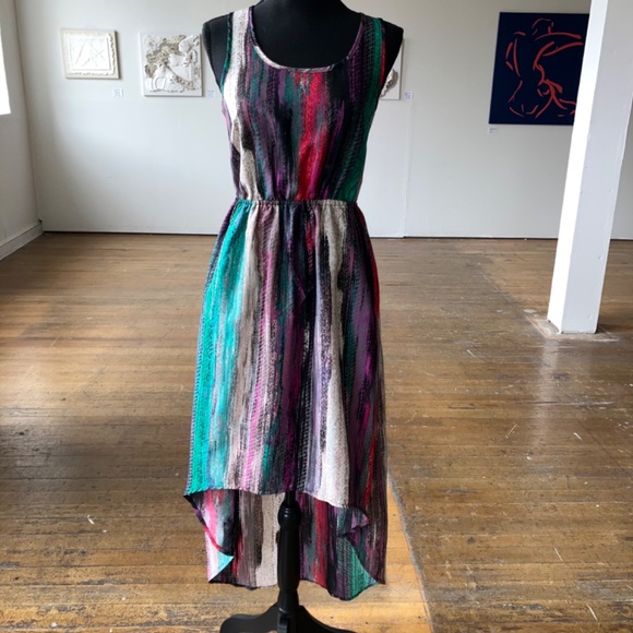 Purple blue, pink and black High-low Razorback dress - Picture 2 of 11